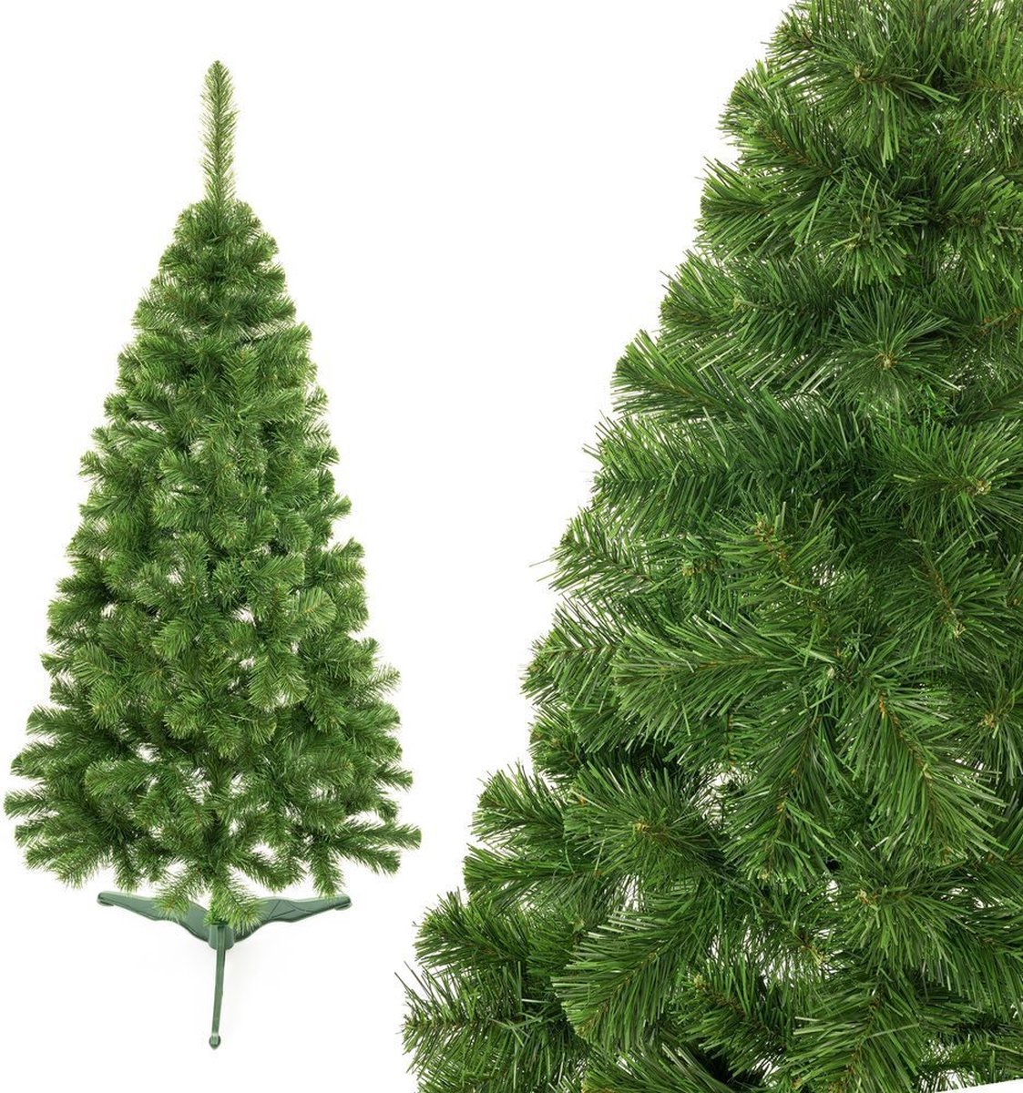 Luxe Kunstkerstboom 220 cm grenen naturel - dicht takkenstelsel - eenvoudige opbouw zonder gereedschap - onderhoudsvriendelijk en herbruikbaar - kunststof kerstboom