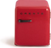 CREATE - Tafelmodel koelkast - Capaciteit 48 L - 1 planken - Handvat Zwart - Rood - RETRO FRIDGE
