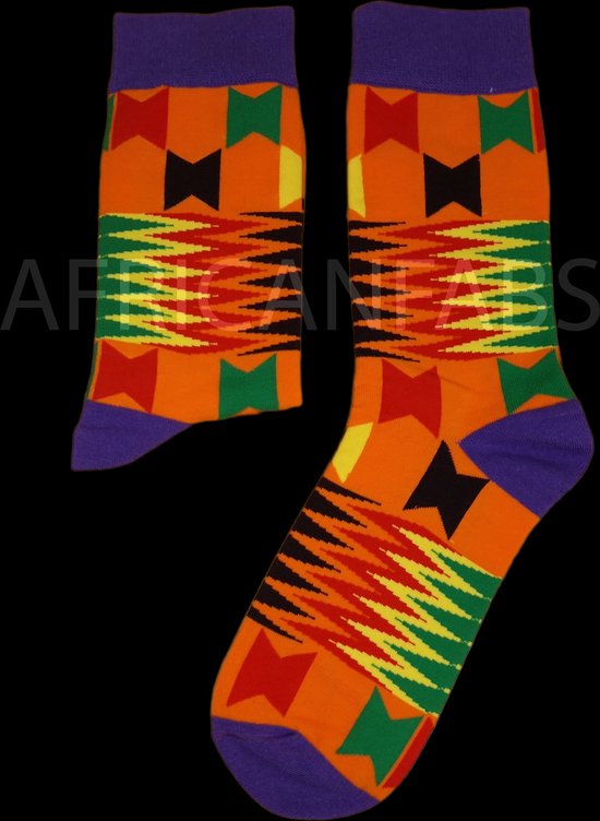 Afrikaanse sokken / Afro sokken / Kente sokken - Oranje - Afrika print kousen / Vrolijke sokken