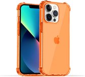 Smartphonica iPhone 13 Pro Max transparant shockproof siliconen hoesje met stootrand - Oranje / Back Cover geschikt voor Apple iPhone 13 Pro Max