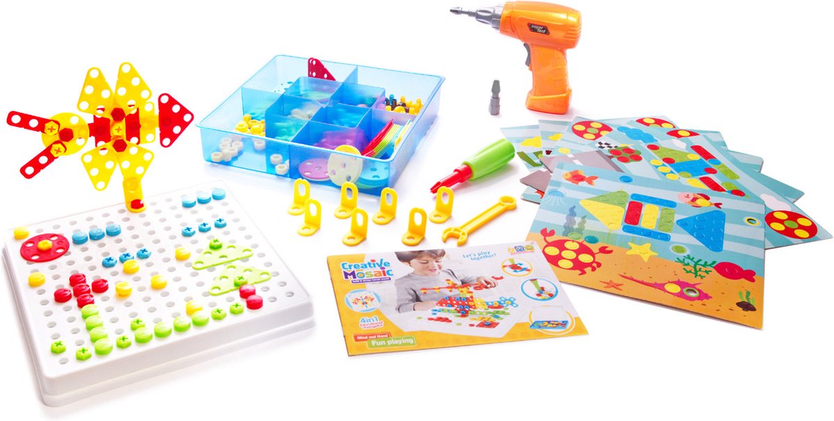 Constructie Bouwset 261-delig – Educatief Doe-Het-Zelfpakket voor Kinderen – Met Boormachine, Schroevendraaier & Gereedschapskoffer – Creatieve 3D Bouwpuzzel — afbeelding 4