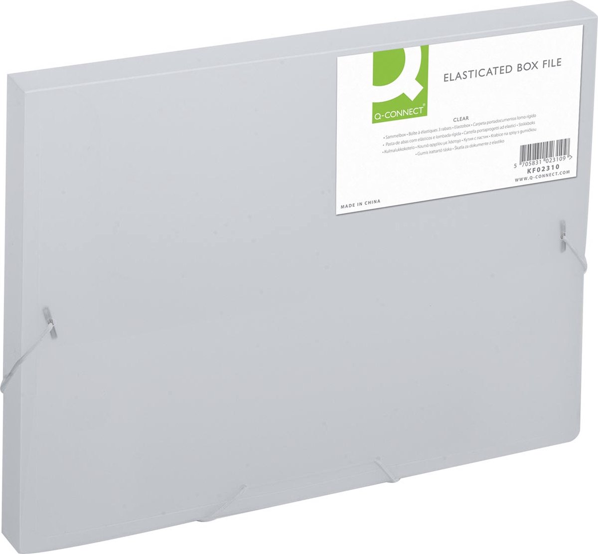 Q-CONNECT elastobox, met elastieken, A4, rug 25 mm, transparant 12 stuks