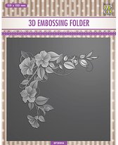 EF3D054 - Flower Corner 1 - 3D Embossing Folder - Nellie Snellen - hoek bloemen bloesem