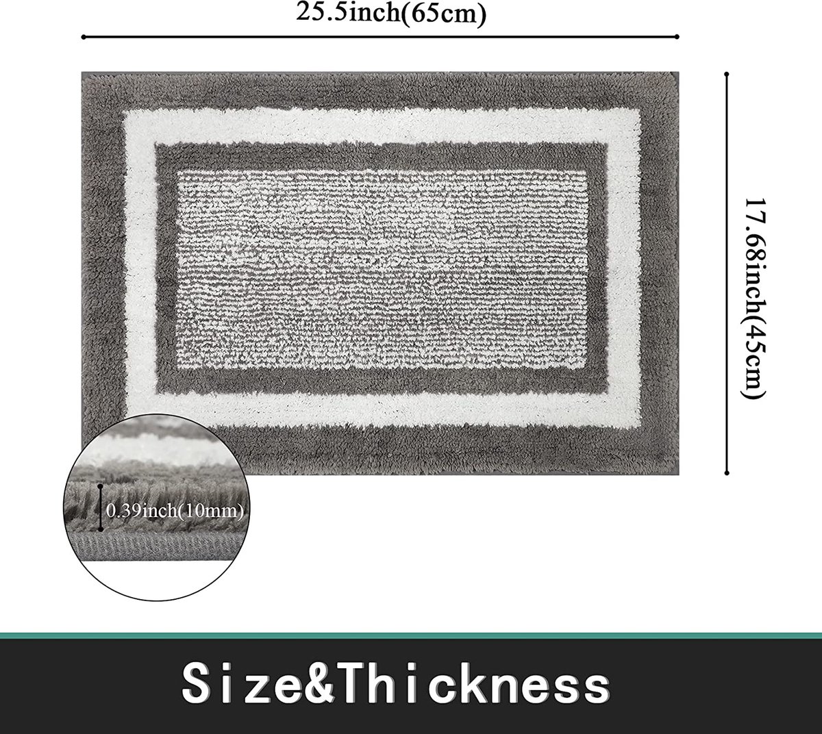 Badmat Zwart Marmeren Badkamermat Absorberend, Antislip Pluis, Microfiber, Machine Wasbare Badmat, Dikke Badmatten voorBadkamer, Keuken, Doorway60×90cm
