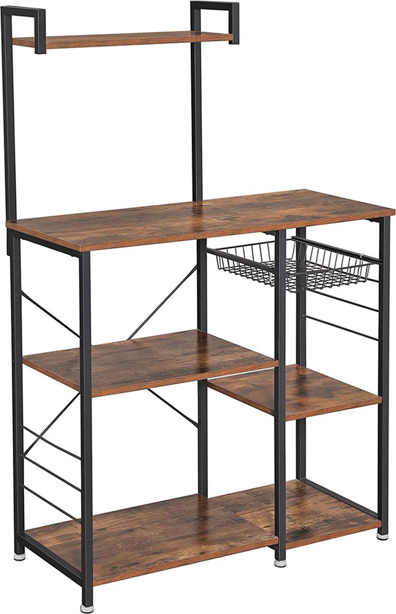 Keukenplanken Staand Rek 900 X 400 X 1460 Mm, Keukenbakkerijrek 7 Laags Magnetronrek 99 79 Kg Belastbaar Kruidenrek Met 8 Haken Keukenrek Industrieel Design Inbouwstopcontact P 010978169932