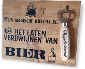 Wandbord met opener "magische toverstaf" bieropener flessenopener vaderdag verjaardag cadeau kado origineel