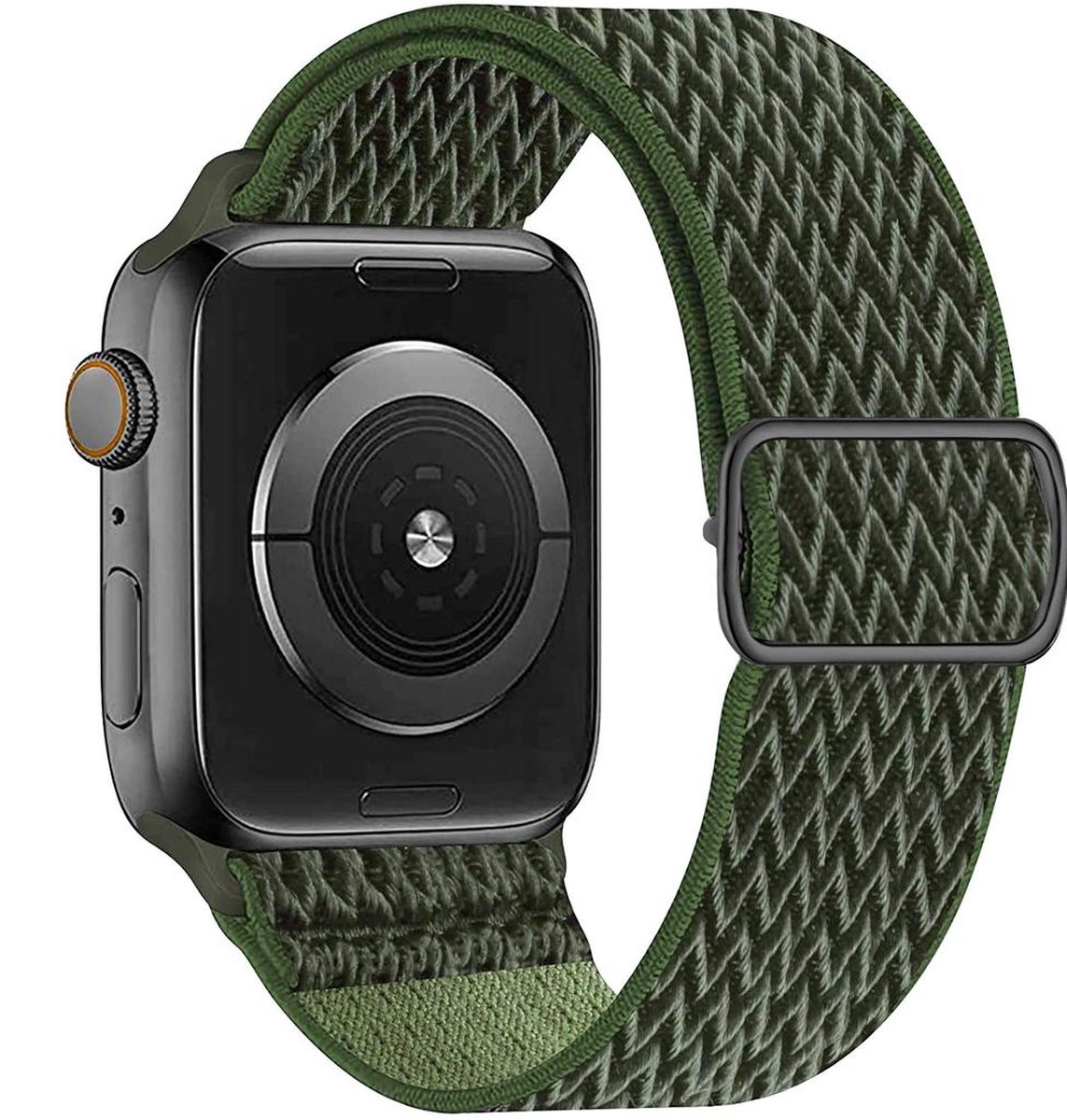 Smart Watch elastische nylon loop band - Geschikt voor Apple Watch bandje 42 - 44 - 45mm - Series 1 2 3 4 5 6 7 SE - Smartwatch iWatch horloge band - 42mm 44mm 45MM - NYLON - Donker groen