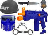 Luxe politie speelset voor kinderen - Inclusief helm, Pistool, Badge, handboeien met sleutel, mes en fluitje - Swat speelgoed