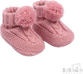 Soft Touch Babyslofjes Pompom  De Luxe 0-6 Maanden Meisjes Dusty Pink ABO12