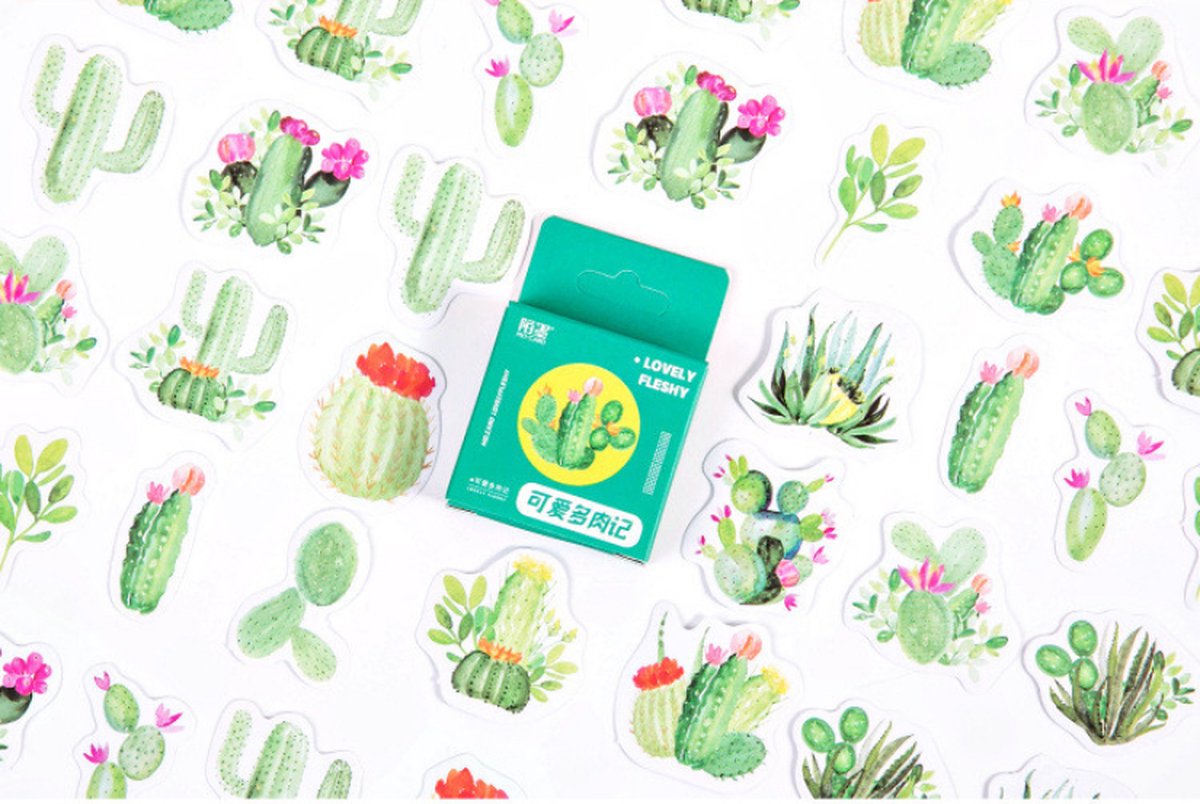 Botanische Cactus Stickers (45 stuks) – Bullet Journal, Planner & Scrapbook Stickers – Cadeau onder €10