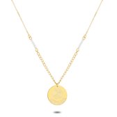 Collier Twice As Nice en acier inoxydable doré, 10 perles, rond avec dessin 60 cm + 5 cm