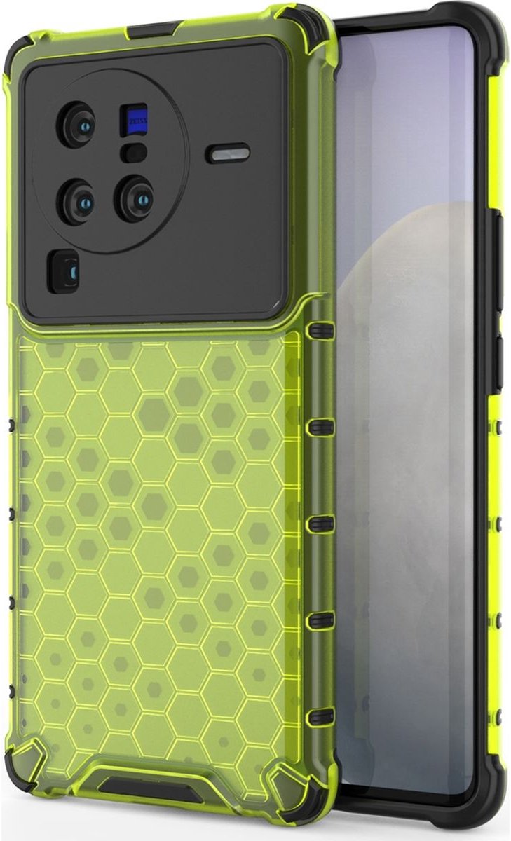 Mobigear Hoesje geschikt voor Vivo X80 Pro Telefoonhoesje Hardcase | Mobigear Honeycomb Backcover Shockproof | Schokbestendig X80 Pro Telefoonhoesje | Anti Shock Proof - Groen