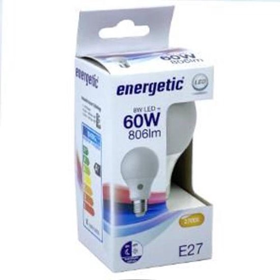 Energetic Led lamp met Dag/Nacht sensor E27 8W 2700K 806lm 230V Warm Wit