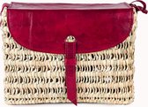 Doenya Wicker Bag ' Felicia' - rouge - Feuille de palmier, Cuir