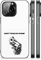 Back Cover Siliconen Hoesje iPhone 14 Pro Max Telefoonhoesje met Zwarte rand Gun Don't Touch My Phone