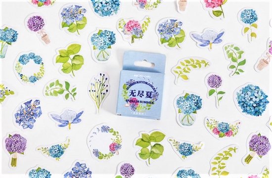 Set met 46 stickers - Hortensia - Flower Sticker - Hortensia's - Bloemen sticker - Bulletjournal sticker - Scrapbooksticker - Agenda Sticker