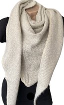 Warme Driehoekige Sjaal - Gemêleerd - Grijs/Ecru - 220 x 80 cm (948838#)