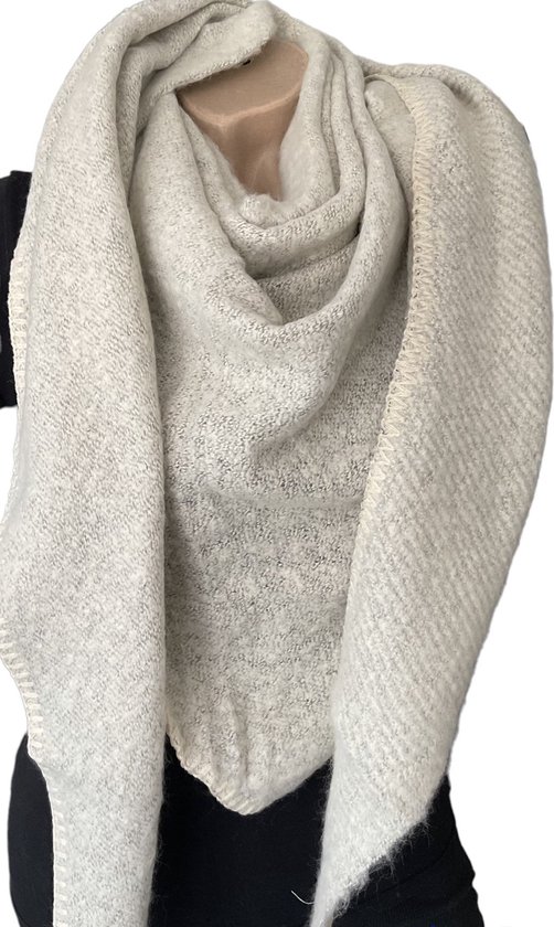 Warme Driehoekige Sjaal - Gemêleerd - Grijs/Beige - 220 x 80 cm (948831#)