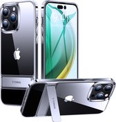 Torras geschikt voor iPhone 14 Pro Transparant & Kickstand standaard hoesje