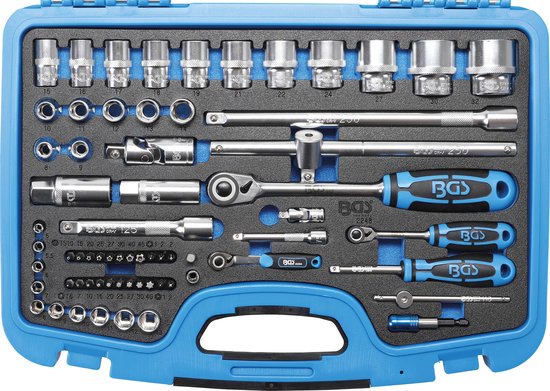 Jeu De Douilles 1/4" BGS 2269 - 13 Pièces, 4 à 14 Mm, 12 Pans, Chromé, Sur Rail
