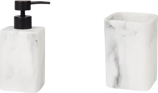 Zhanwang Zeepdispenser Set Bamboe, Inclusief Decoratieve Zeepschaal Met Houten En Bamboe Accessoires Tandenborstelbeker Tandenborstelhouder En Zeepdispenser Zwart