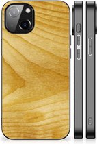 Cover Case Apple iPhone 14 GSM Hoesje met Zwarte rand Licht Hout