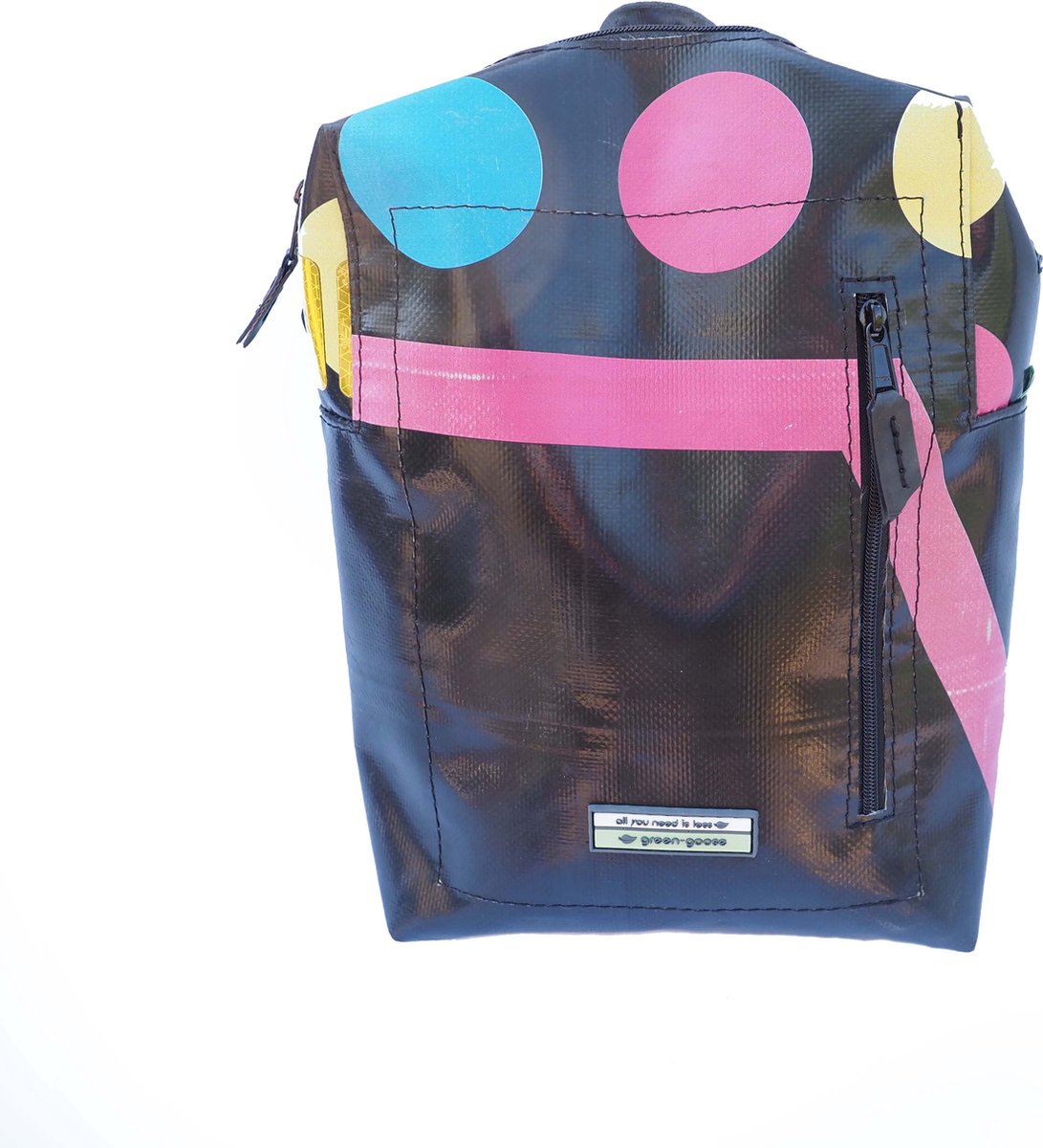 green-goose® Kinder Rugzak Silnice | Roze, Zwart | Backpack Rugtas van Upcycled Vrachtwagenzeil | Stevig en Duurzaam | 23x33x8cm | Gerecycled Materiaal uit Europa
