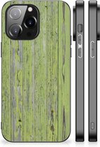 Smartphone Hoesje iPhone 14 Pro Max Cover Case met Zwarte rand Green Wood