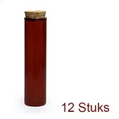 Vanhalst - 12 Stuks - Kwalitatieve glazen tube/proefbuis met dop in kurk - TERRACOTTA - Diameter 3cm & 12cm hoog - Ideaal voor doopsuiker