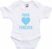 Papa forever blauw hart tekst baby rompertje wit jongens en meisjes - Kraamcadeau/ Moederdag cadeau - Babykleding 68