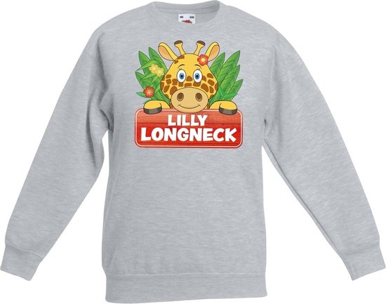 Lilly longneck de giraffe sweater grijs voor kinderen - unisex - giraffen trui - kinderkleding / kleding 122/128