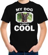 T-shirt chien Malinois Mon chien est sérieux noir cool - Enfant - Chemise cadeau amant malinois S (122-128)