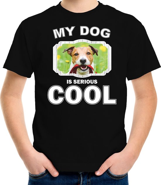 Jack russel chien t-shirt mon chien est sérieux cool noir - enfants - chemise cadeau amoureux Jack russel terriers S (122-128)
