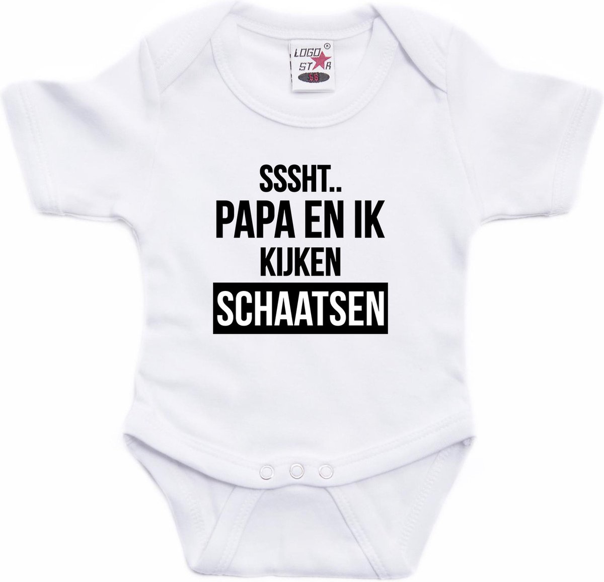 Sssht kijken schaatsen tekst baby rompertje wit jongens/meisjes - Vaderdag/babyshower cadeau - EK / WK Babykleding 68