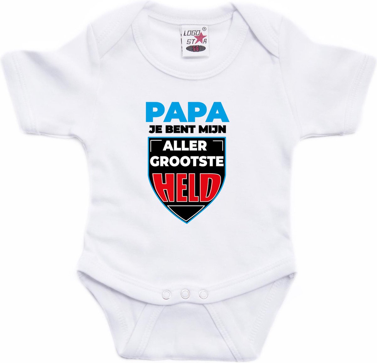 Papa allergrootste held tekst baby rompertje wit jongens en meisjes - Kraamcadeau/ Vaderdag cadeau - Babykleding 80