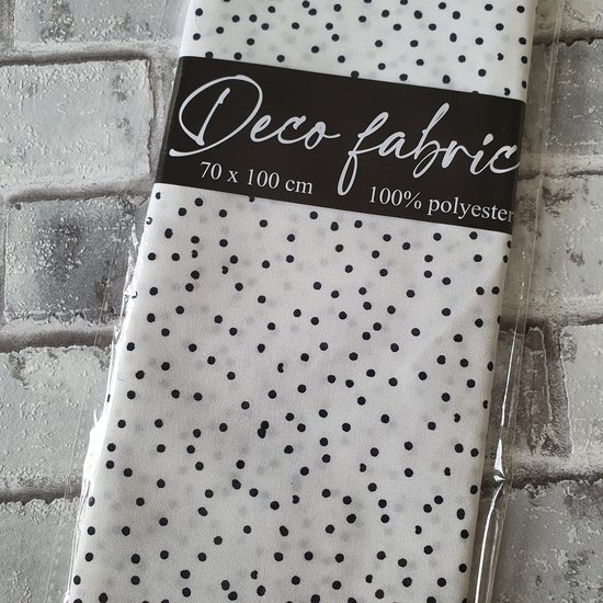 Deco Stof, 100% Polyester, quilten, patchwork, embroidery, 70 x 100 cm, Patroon wit met stippen