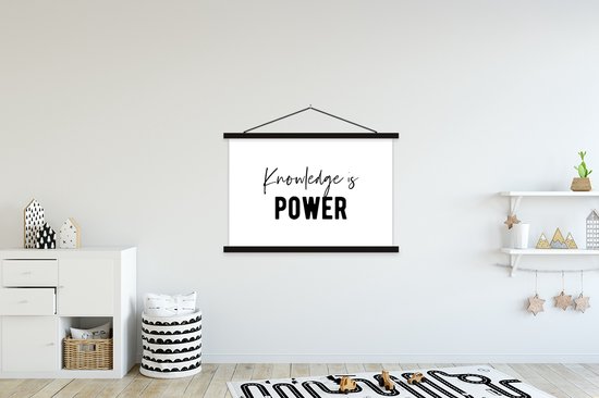 Porte-affiche avec affiche - Affiche scolaire - Citations - Connaissances - Apprentissage - Étudiants - Étudier - 150x100 cm - Lattes noires