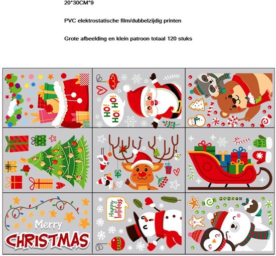 Muurstickers Kerst Thema Elektrostatische Stickers - Geen lijm - Raamstickers - Glasstickers - Spiegelstickers - Muurstickers - Kinderstickers 20×30CM*9