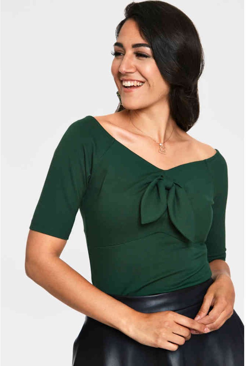 Voodoo Vixen - Anika Tie Front Top - 3XL - Groen