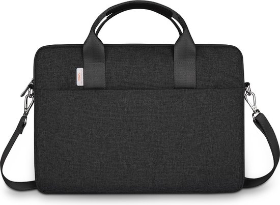 Laptoptas 15.6 Inch - Laptophoes Met Ritssluiting - Fonu Sleeve Alle Merken - Dunne Tas Alle Laptops Tot 15.6 Inch - Met Schouderriem - Zakelijke Laptoptas - Laptopsleeve - Zwart