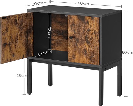 vidaXL Dressoir 69x35x80 cm bewerkt hout grijs sonoma eikenkleurig, opbergkast, dressoir kast, bijzetkast, wandkast, opbergkastje, dressoirkast