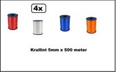 4x Krullint Holland/Nederland 5mmx500m - Rood wit blauw oranje krul lint kerst sinterklaas