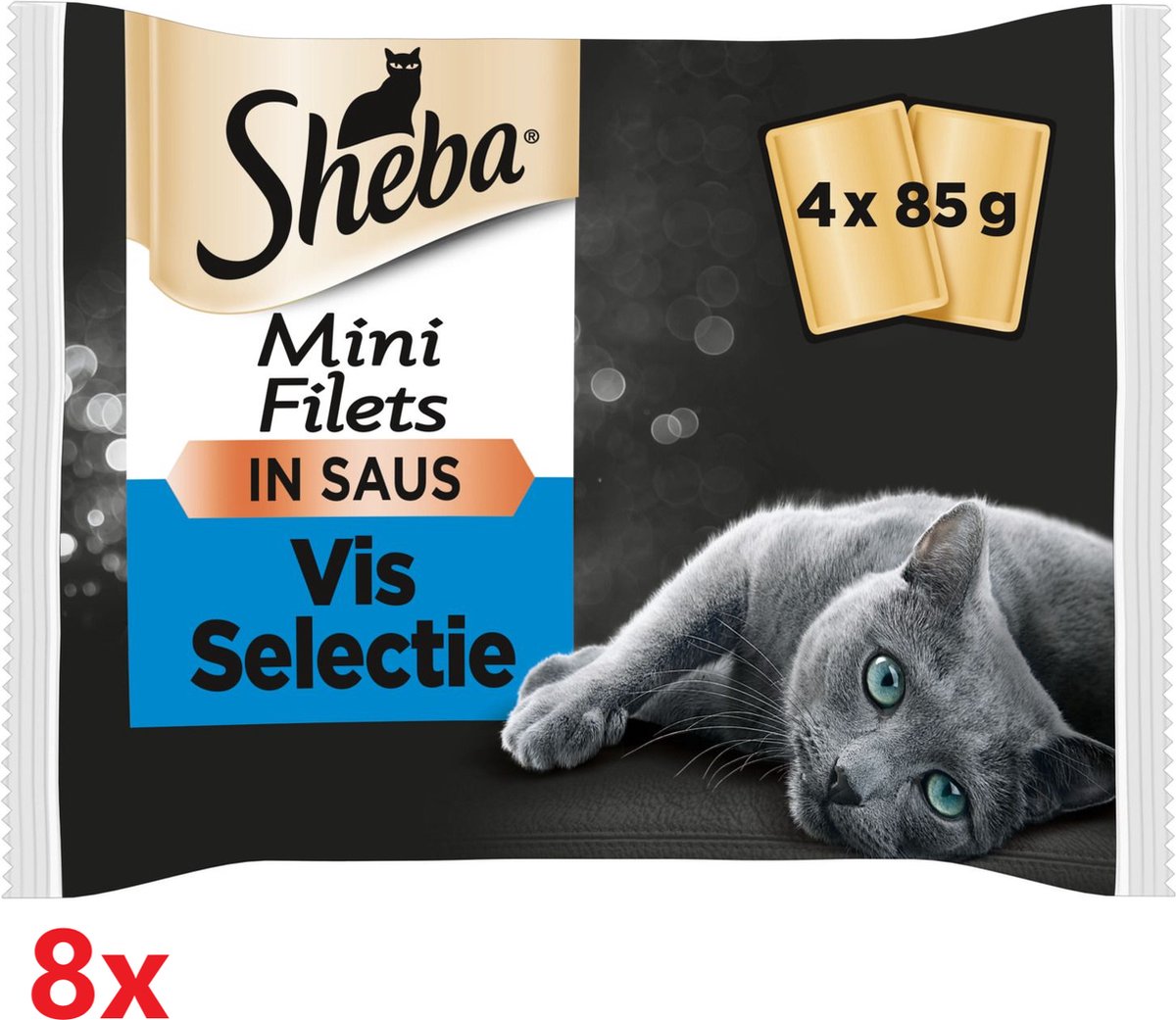 Sheba Sheba - Mini Filets in Saus - Vis Selectie - 8 verpakkingen van 4x85gr