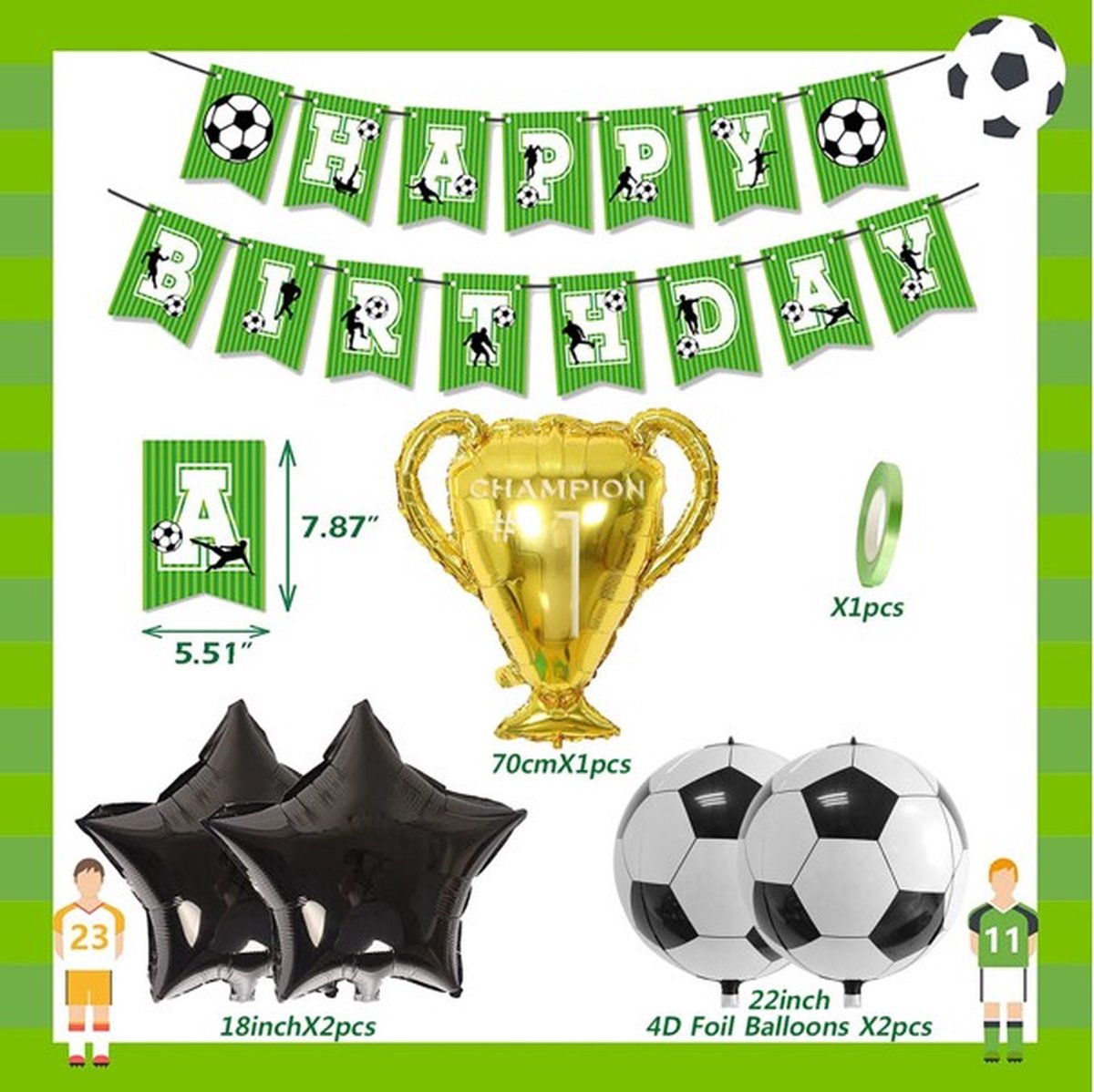 Voetbalballonnen en decoratie voor verjaardag 10 jaar