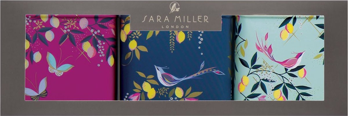 Sara Miller London - Set van 3 Bewaarblikken Orchard - Vierkant - Blik - 10,5 x 10,5 x 10,5 cm