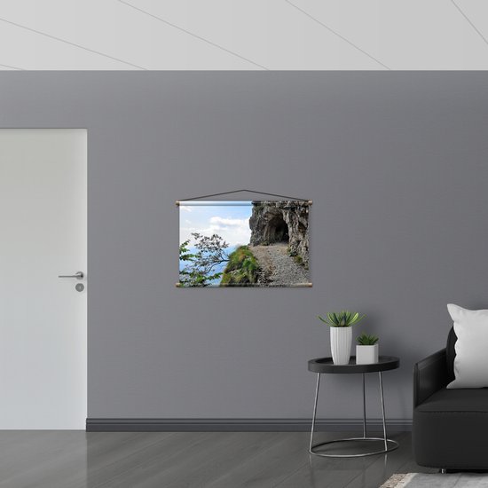 WallClassics - Affiche Textile - Grotte dans la Berg - 90x60 cm Photo sur Textile