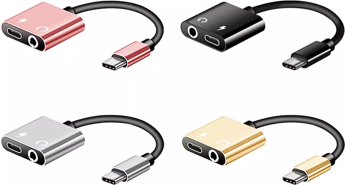 audio jack naar usbc splitter 2in1 rose