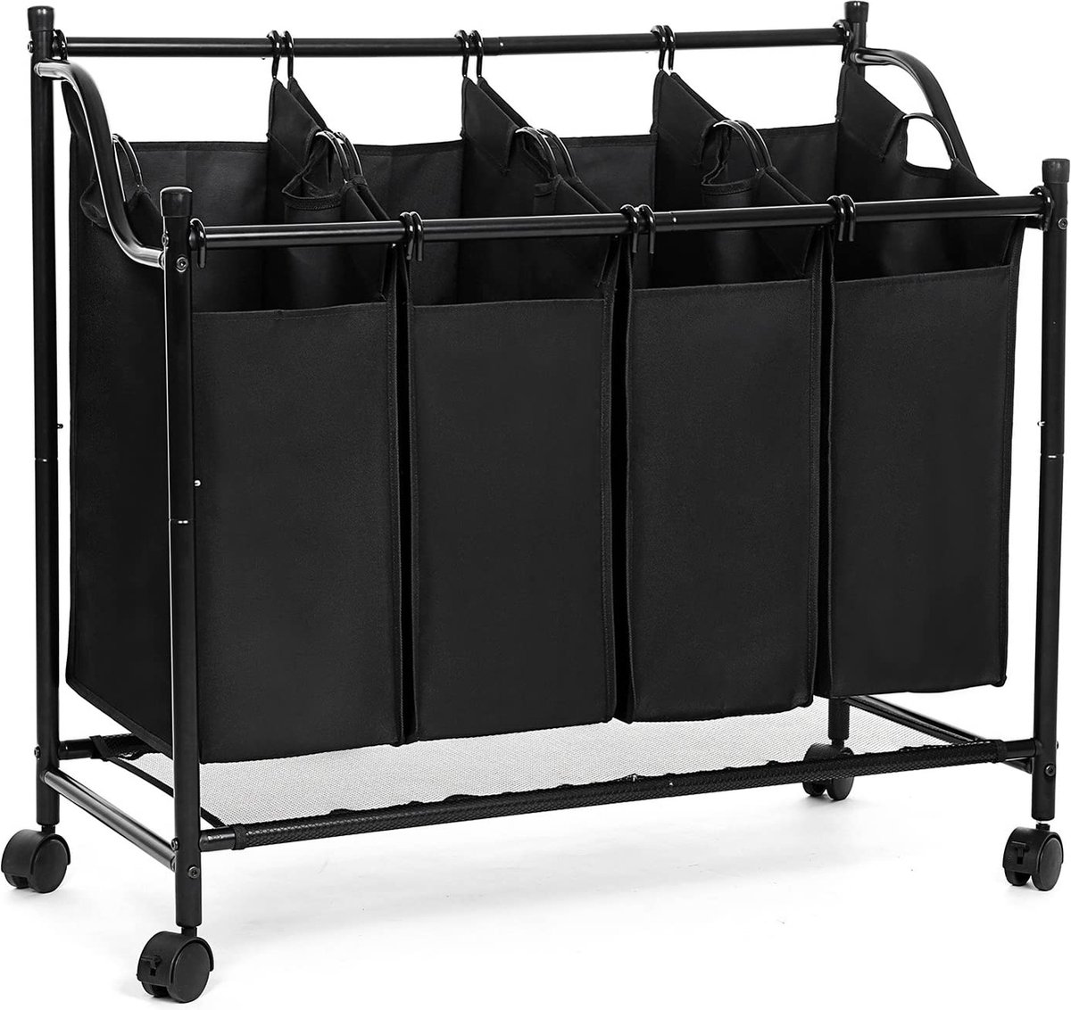TA Design voor Wasmand wassorteerder wasmand wasserette trolley met 4 × sorteerbakken Black