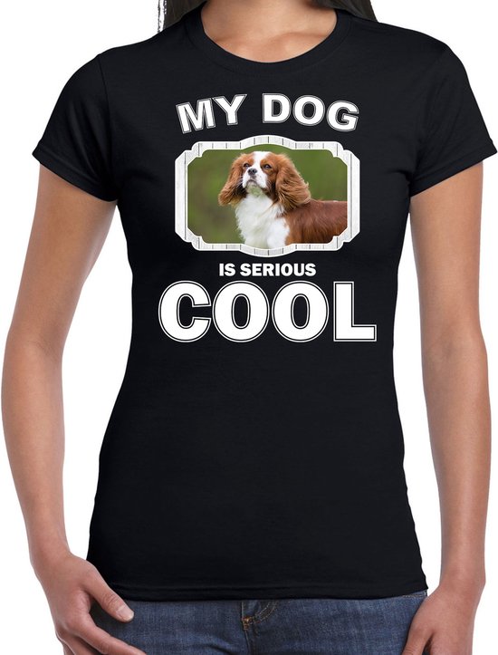 Spaniels honden t-shirt my dog is serious cool zwart - dames - Spaniel liefhebber cadeau shirt XL