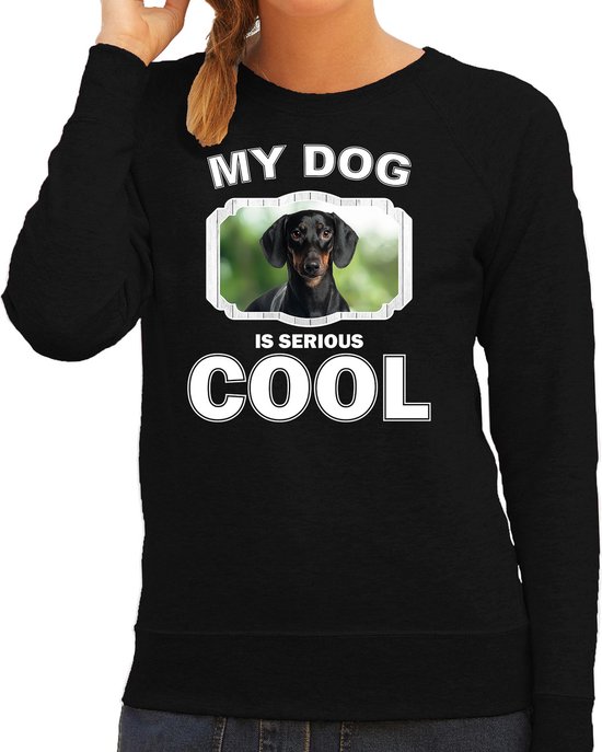 Pull / pull pour chien teckel cool mon chien est sérieux noir cool - dames - chandails cadeaux pour amoureux des teckels Cool